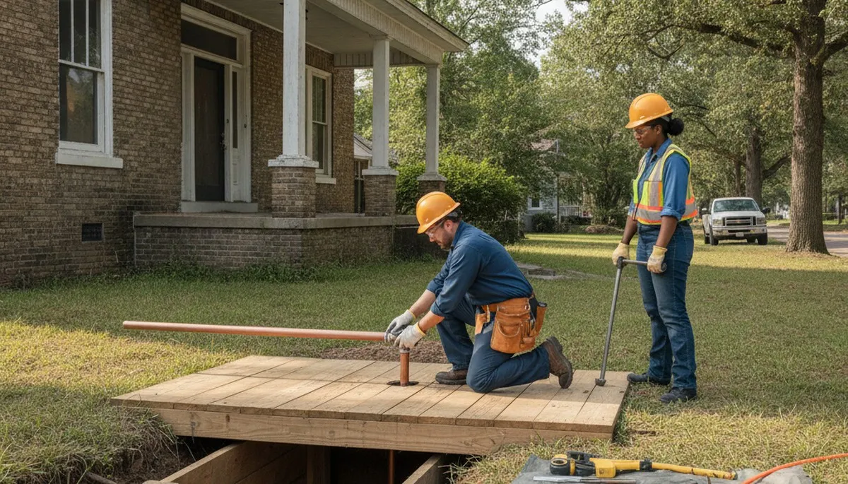 Emergency plumber in Memphis, TN repairing a residential plumbing leak